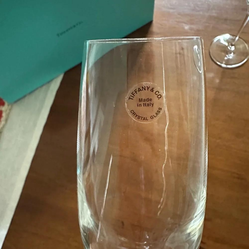 Tiffany & Co. Crystal Champagne Flutes with Signature Tiffany Blue Box - Picture 3 of 4